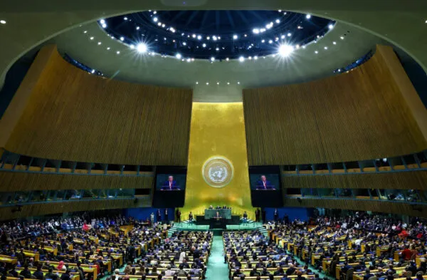 African Union and United Nations officials at the agreement-signing ceremony in New York
