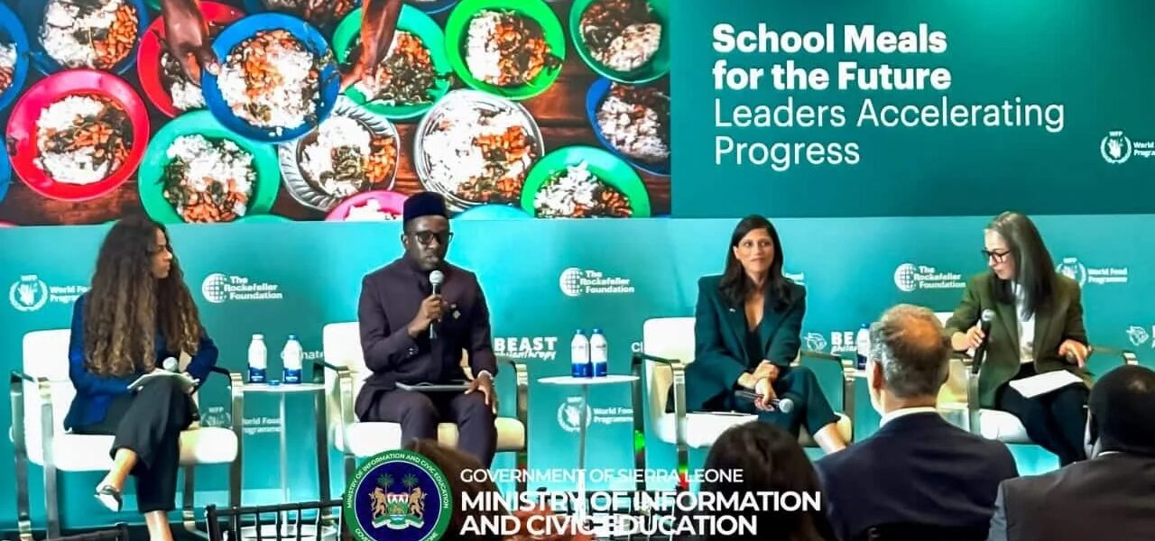 Chernor Bah speaking at a school meals and food systems event in New York