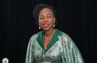 President Julius Maada Bio speaking at a high-level event on ending child marriage in New York