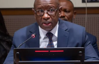 President Julius Maada Bio presenting Sierra Leone's artificial intelligence vision at a high-level roundtable in New York