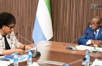 President Julius Maada Bio addresses a Presidential Development Partners Committee meeting at State House in Freetown