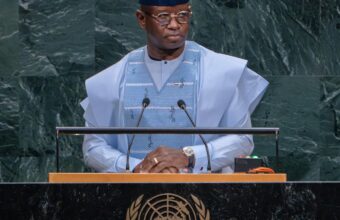 President Julius Maada Bio addressing the United Nations General Assembly in New York