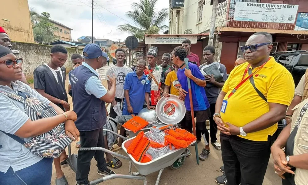 Community cleaning exercise targeting clogged drainage in the Western Area
