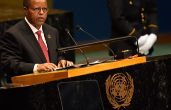 Ethiopian President Taye Atske Selassie addressing the United Nations General Assembly