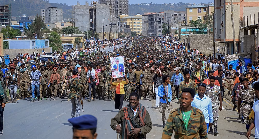 Military personnel and civilians in Abala amid escalating fighting in northern Ethiopia