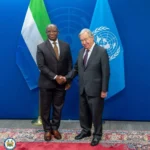 President Julius Maada Bio and UN Secretary-General António Guterres during bilateral discussions in New York