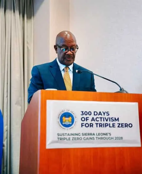 Sierra Leone Health Minister Dr. Austin Demby calls for international support for the Triple Zero Campaign