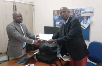 SLYDCL Executive Director Habib T. Kamara leads a delegation presenting a drug law policy brief to NDLEA Executive Director Prince Bull-Luceni