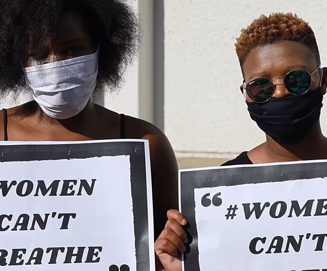 Women runners taking part in a solidarity run in South Africa