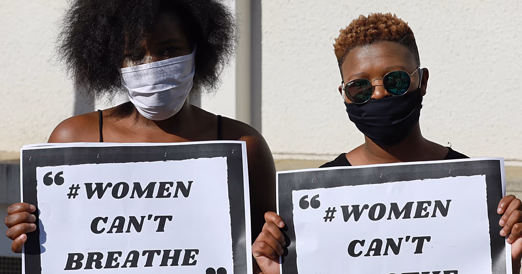 Women runners taking part in a solidarity run in South Africa