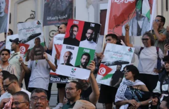 Protesters in Tunis demand the release of four detained Global Sumud Flotilla activists